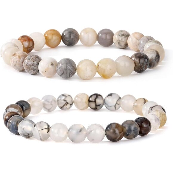 Mens Beaded Bracelets Couples Matching Bracelet Set Matte Lava Rock Beads - Picture 1 of 6